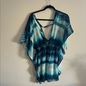 Miken Blue and White Tie-Dye Top